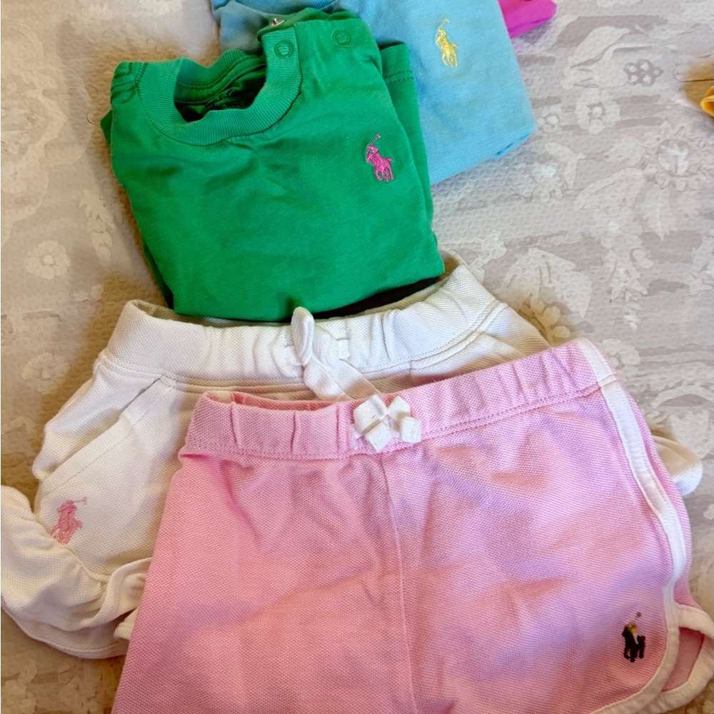 Ralph Lauren Infant Outfit Set - Green, Pink, White